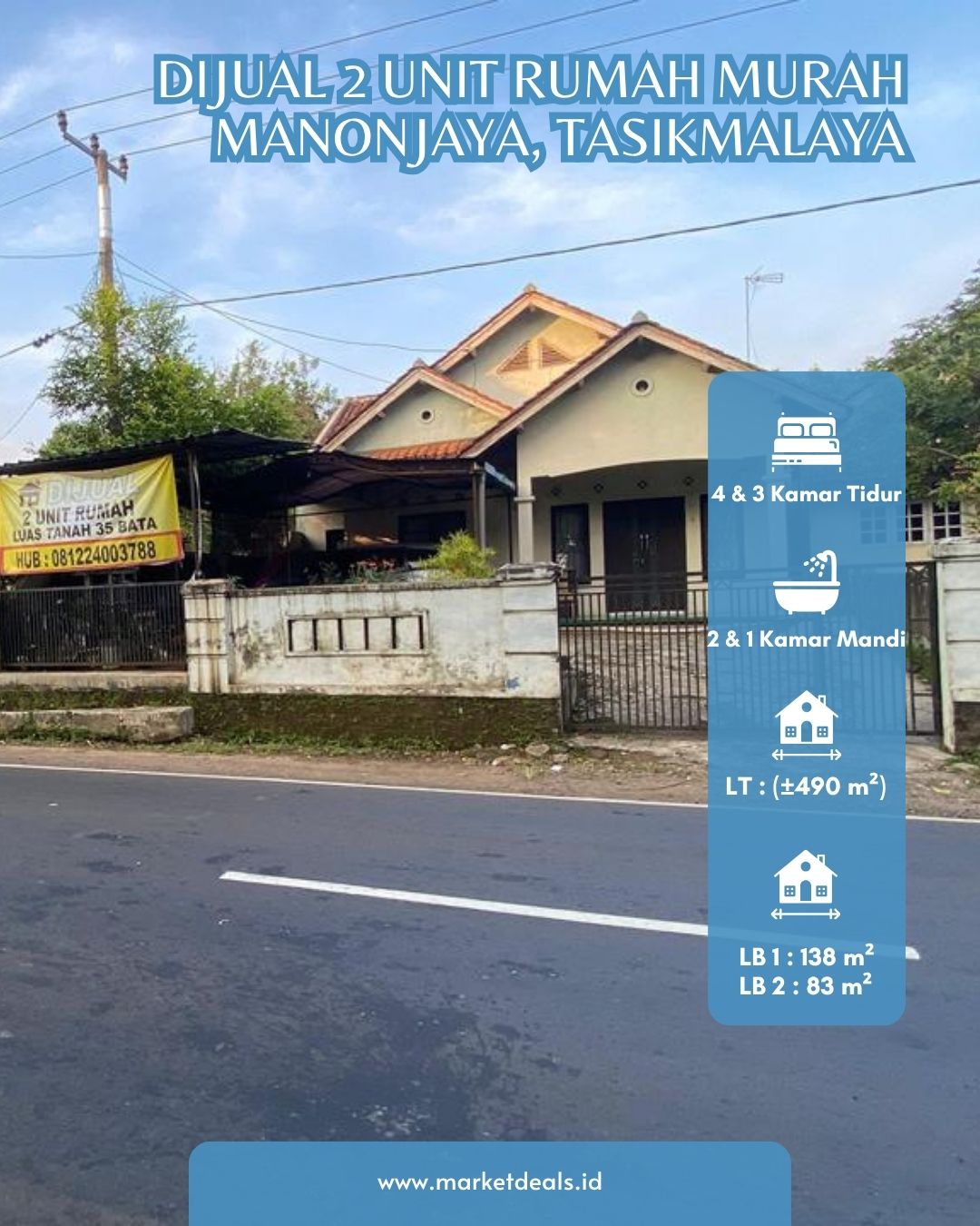 DIJUAL 2 UNIT RUMAH MURAH – MANONJAYA, TASIKMALAYA