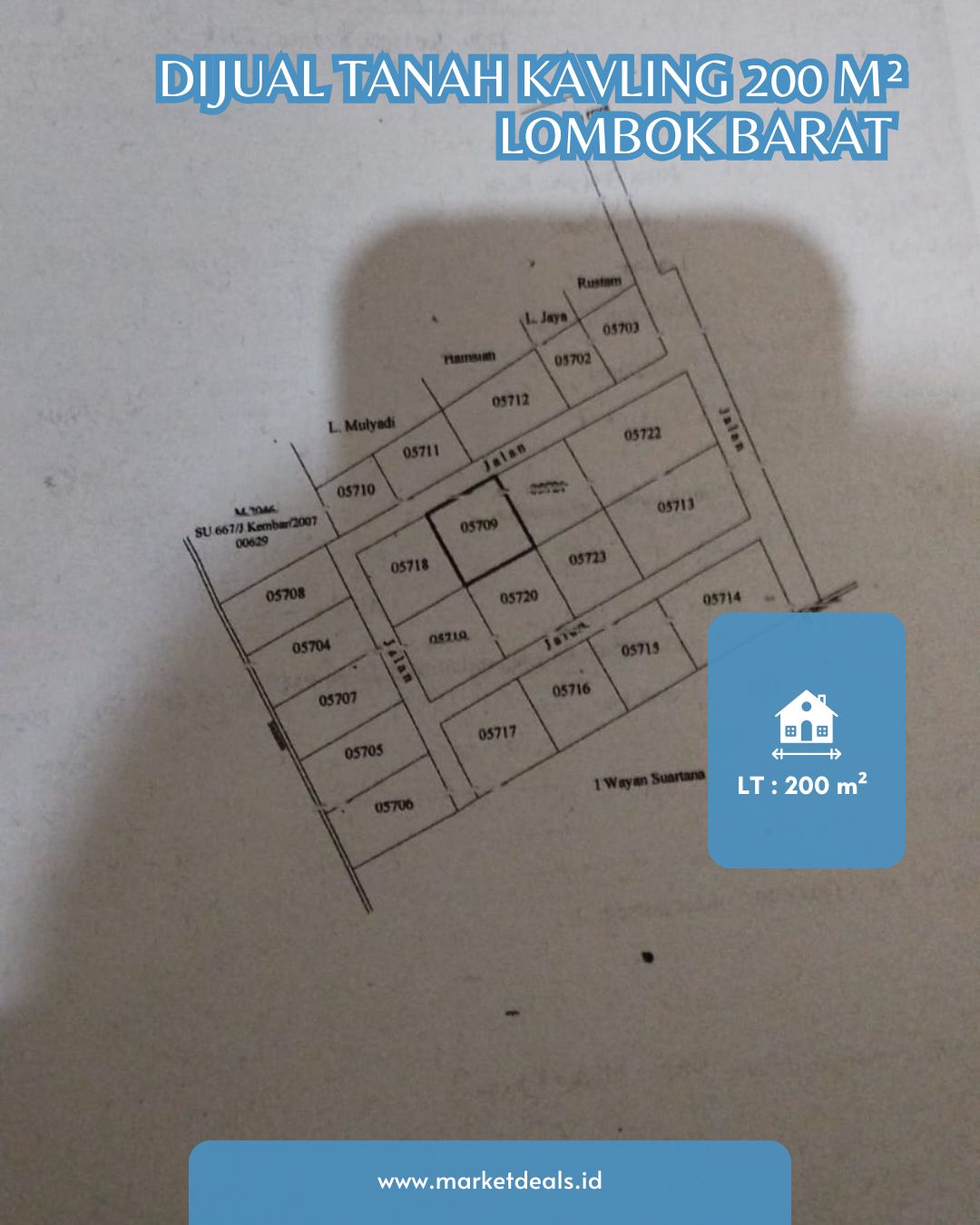 DIJUAL TANAH KAVLING 200 M² – LOMBOK BARAT