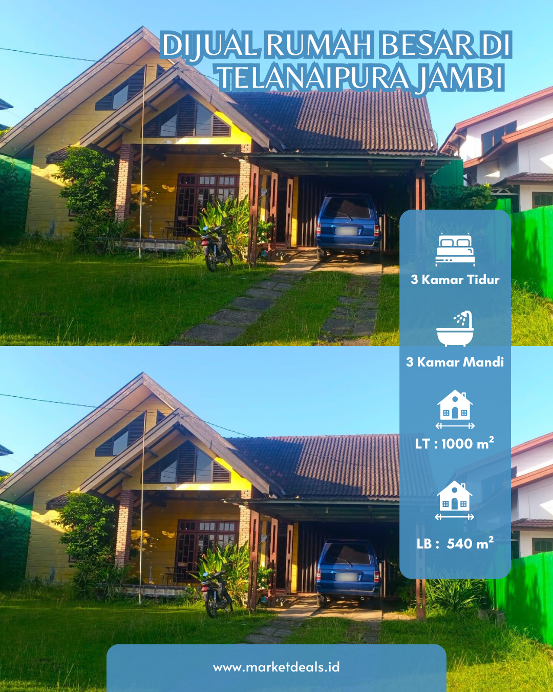 DIJUAL RUMAH BESAR DI TELANAIPURA JAMBI — TANAH 1.000 M²!
