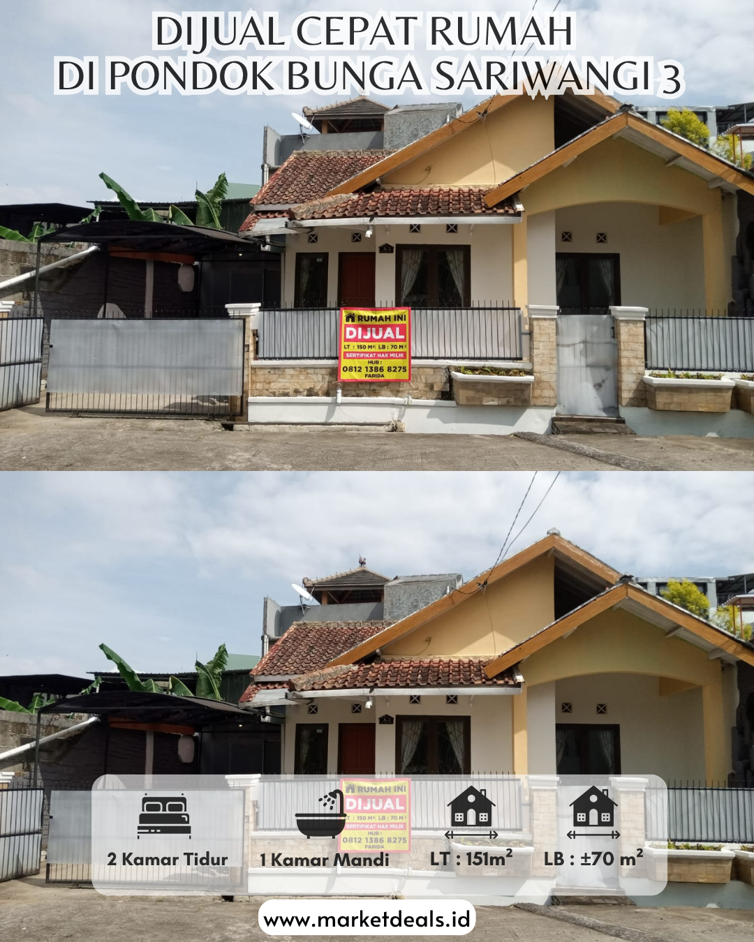 DIJUAL CEPAT RUMAH DI PONDOK BUNGA SARIWANGI 3