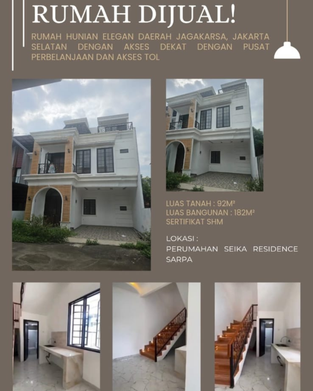 DIJUAL RUMAH 2 LANTAI DI JAGAKARSA, JAKARTA SELATAN