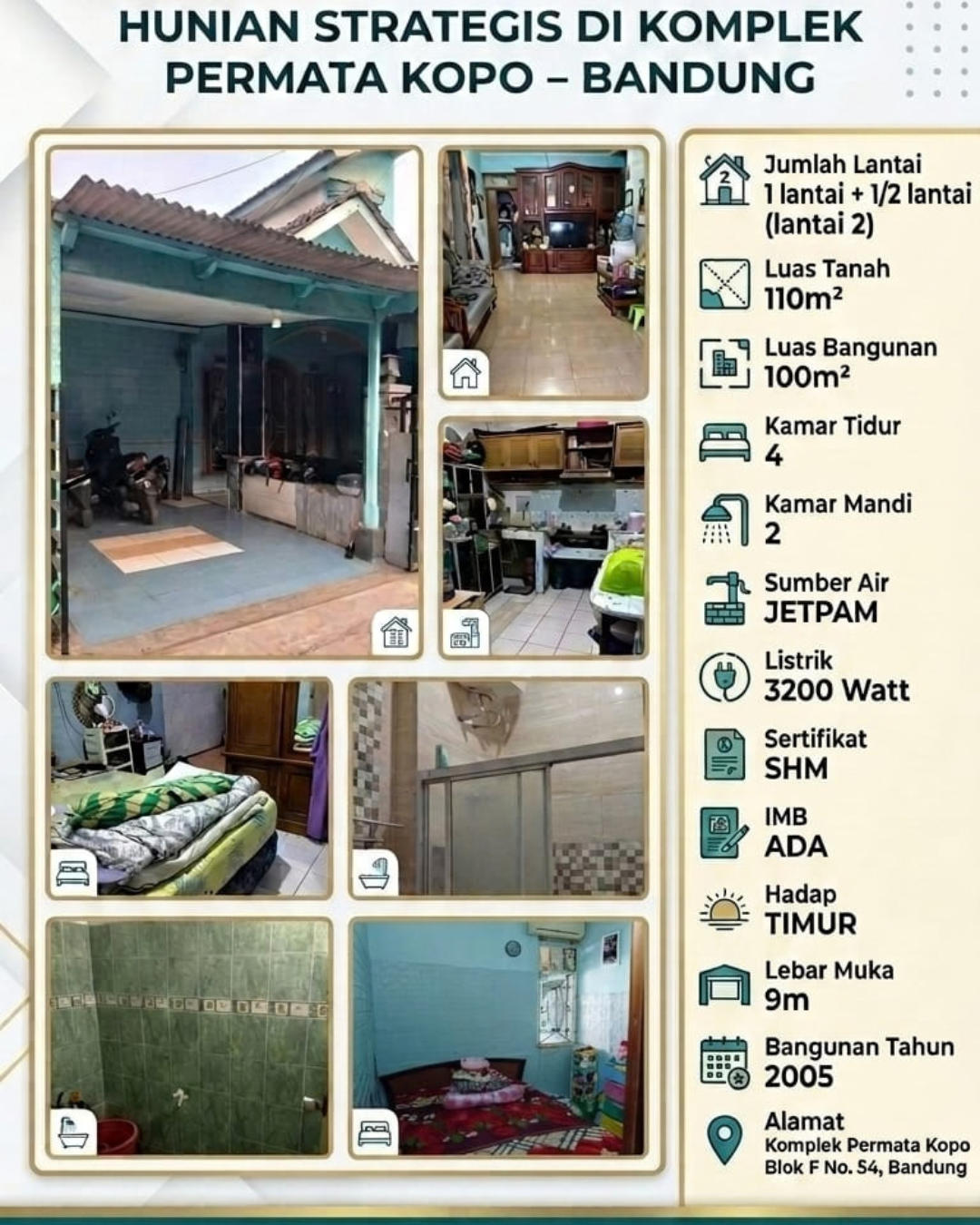 DIJUAL RUMAH DI KOMPLEK PERMATA KOPO, BANDUNG