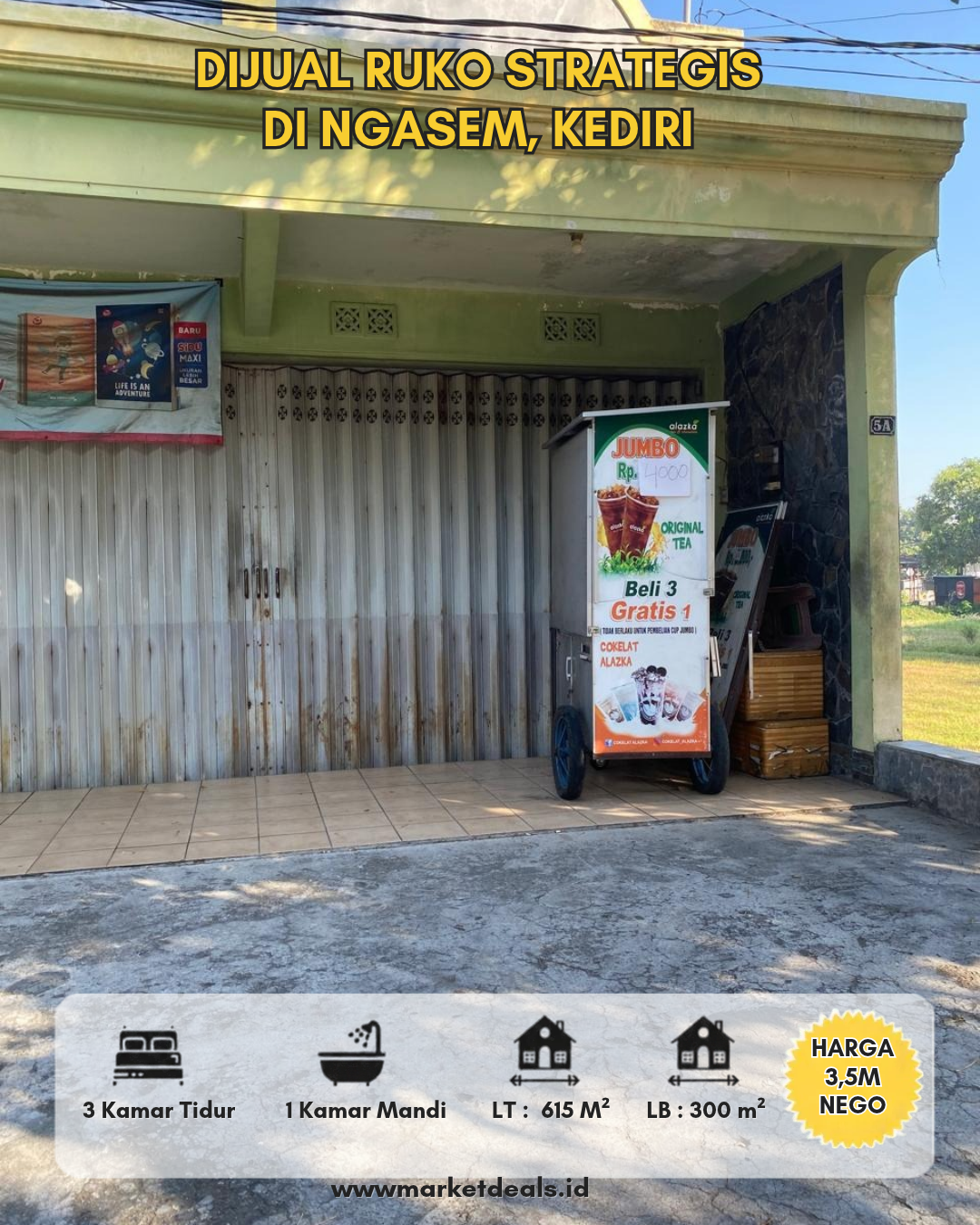 DIJUAL RUKO STRATEGIS DI NGASEM, KEDIRI – DEKAT SIMPANG LIMA GUMUL!